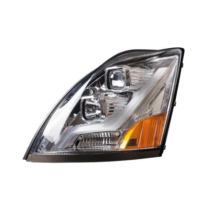 Chrome Housing Headlights Set w/LED Light Bar for Volvo VN/VNL - Both Sides - Image 5
