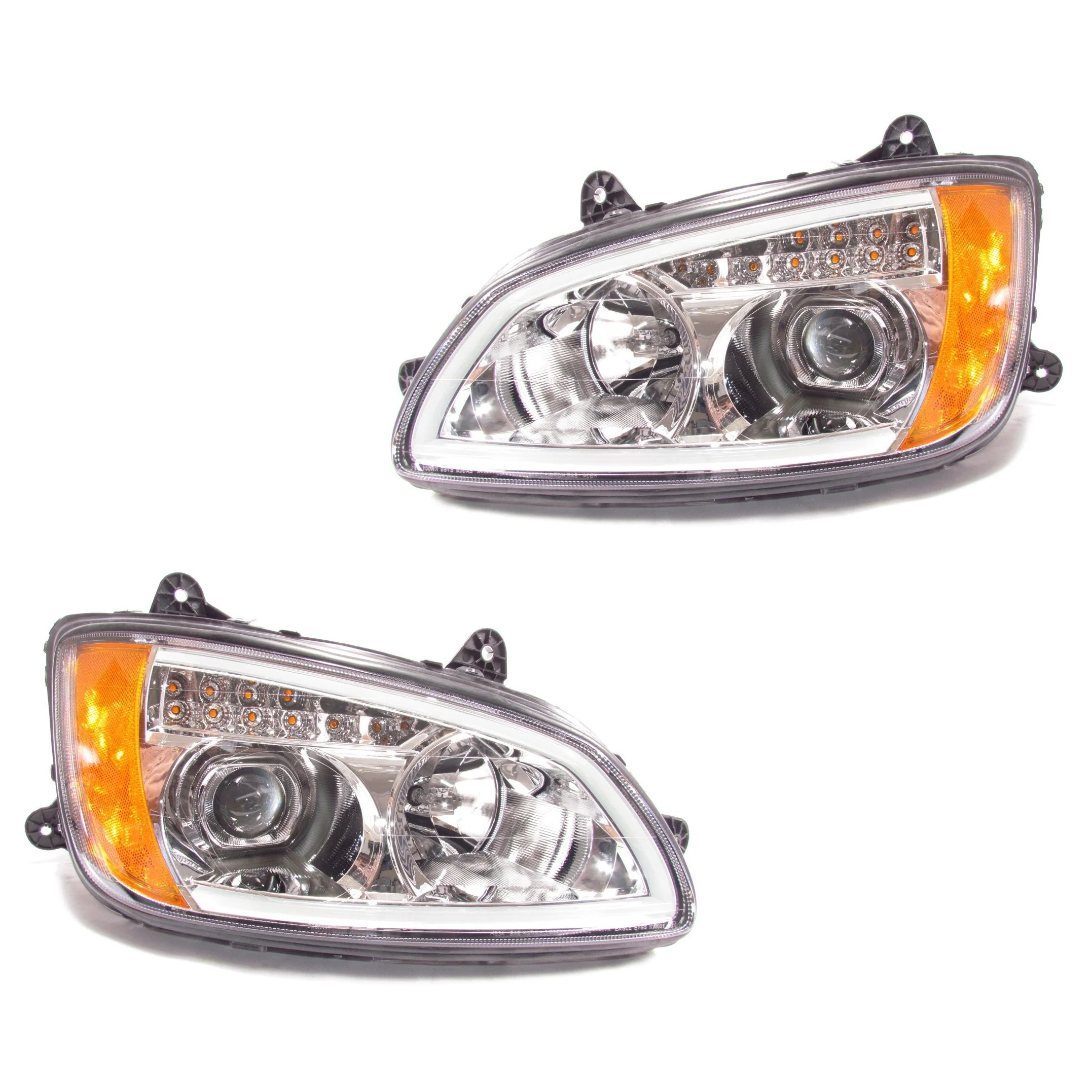Chrome Projector Headlights w/LED Bar Set for Kenworth T660 - Image 10