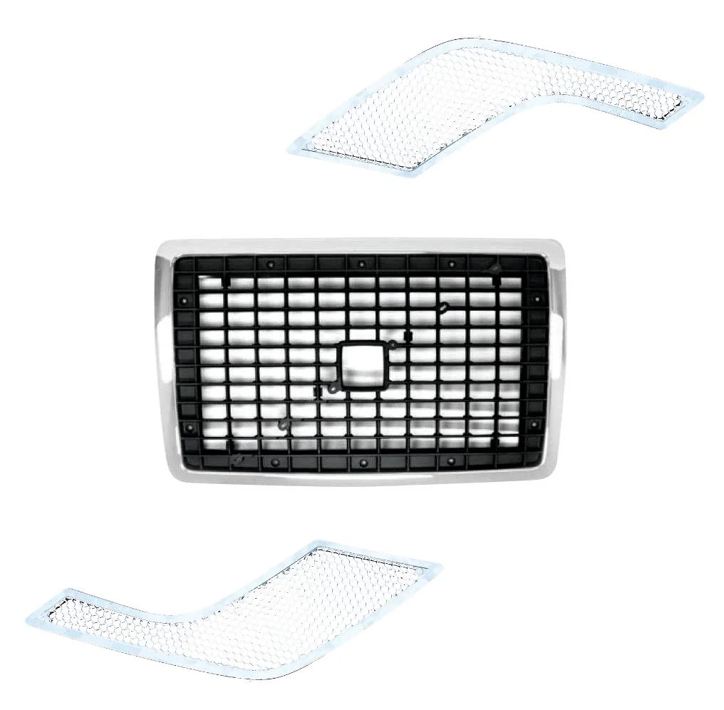 Fortpro Black Grille Set with Chrome Surround Compatible with Volvo VNM, VNL 2004-2018 - Image 3